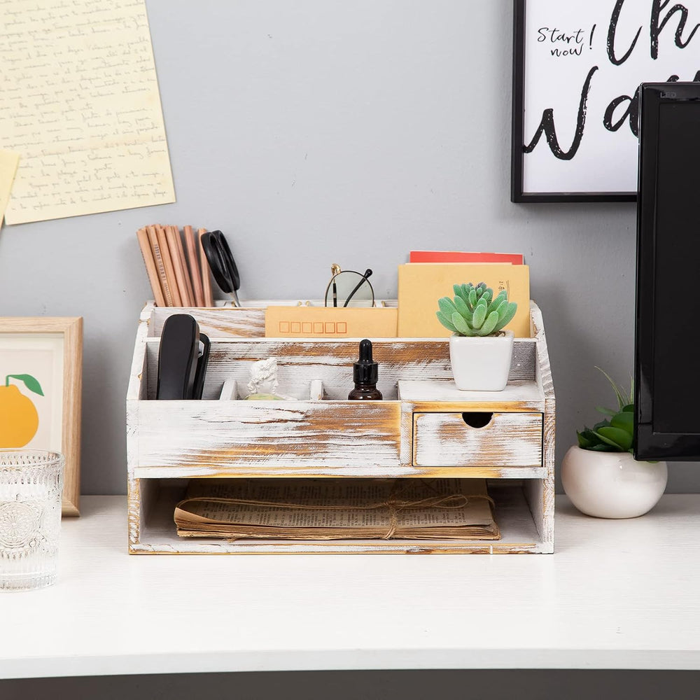 Wood Desk Drawer Organizers with File Organizer Pen holder Office Decor combo...