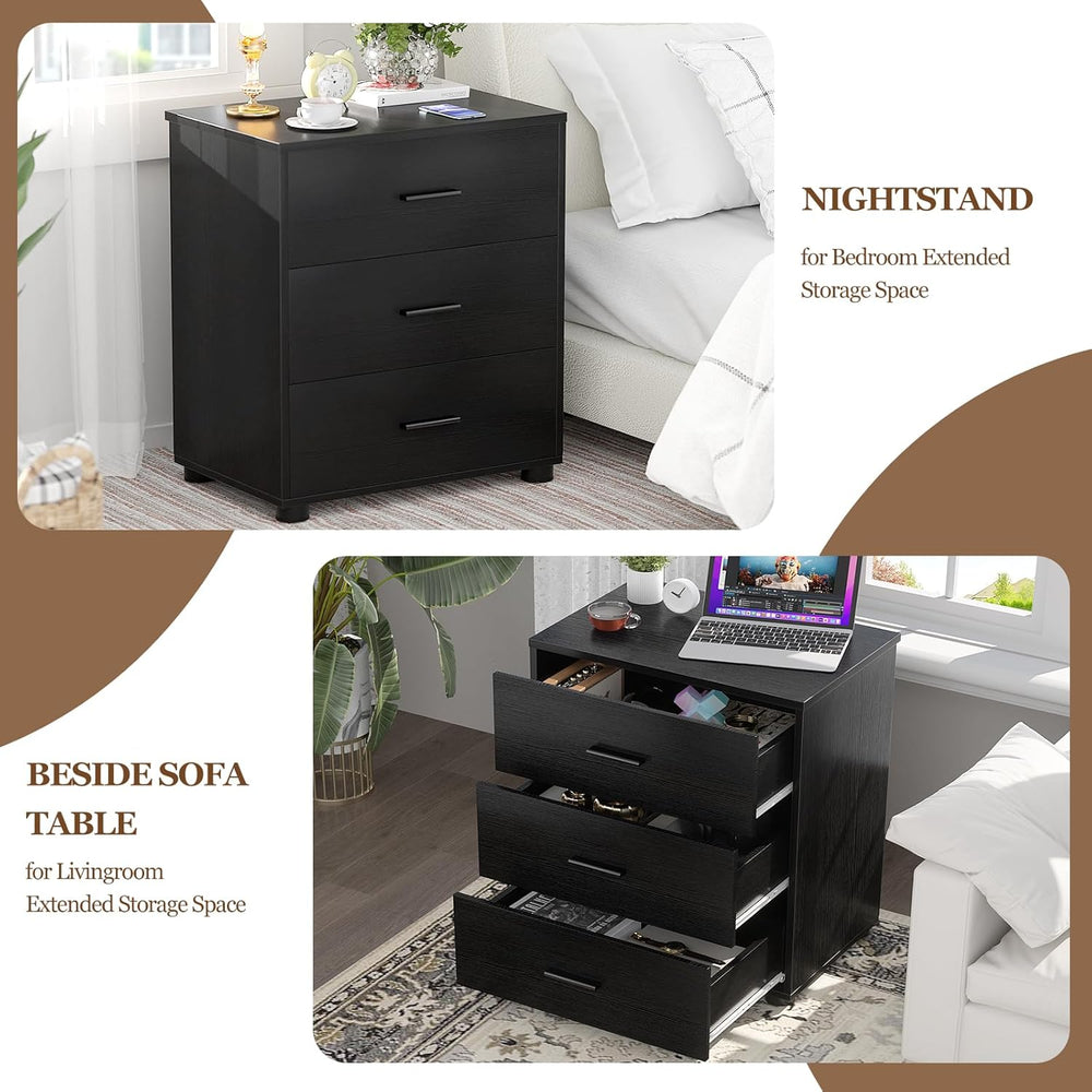 Aheaplus Closet Drawers Set of 2, Wood Closet Organizers and Storage, Balck