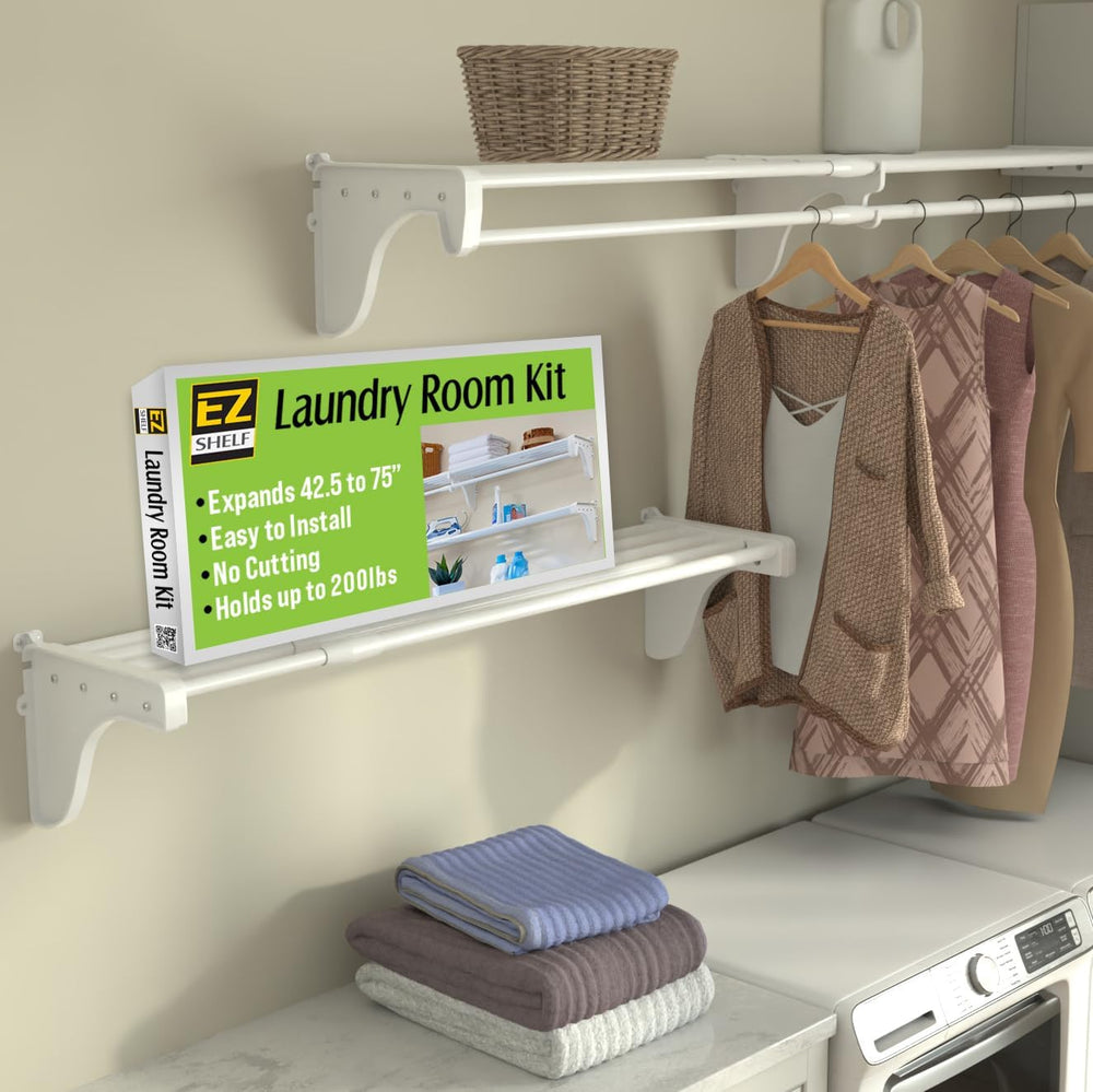 EZ Shelf Laundry Room Shelves (Silver, 40.5" -75")