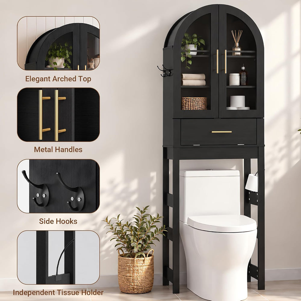 Seang Over The Toilet Storage Cabinet,Arched Toilet Storage Cabinet with Deta...