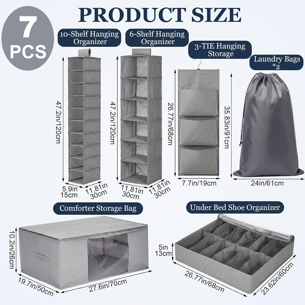 7 Pcs Dorm Organizers and Storage Set College Dorm Essentials