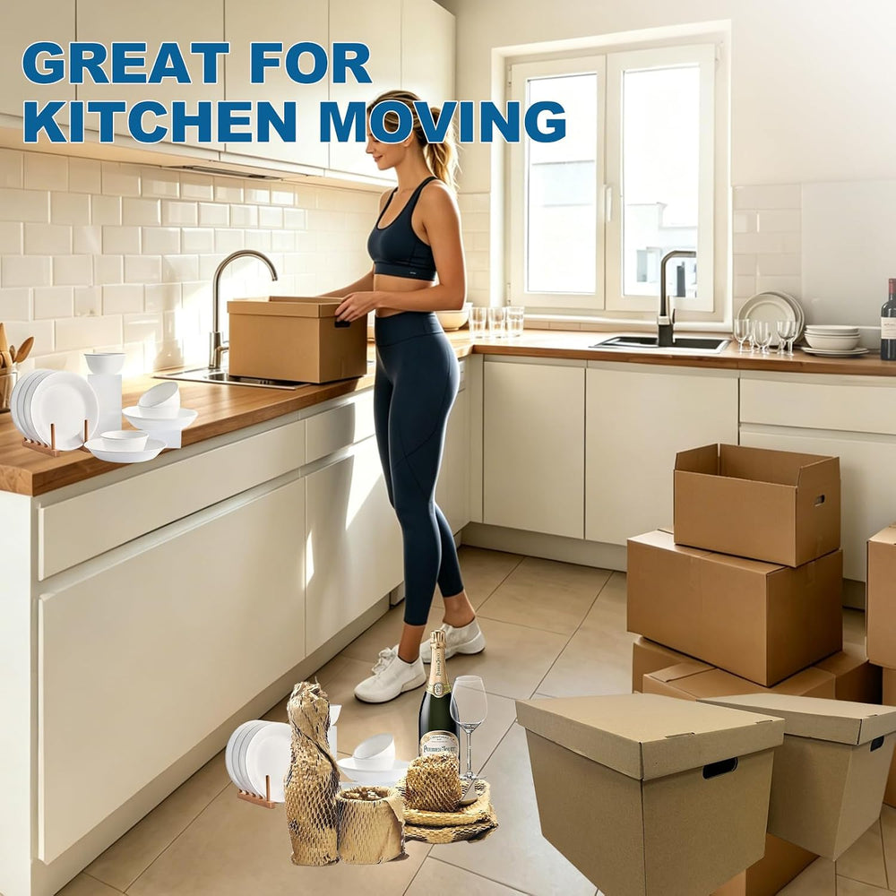 4 Sets Tape-Free Kitchen Moving Boxes 17x12x12" with 2-Layer Dividers