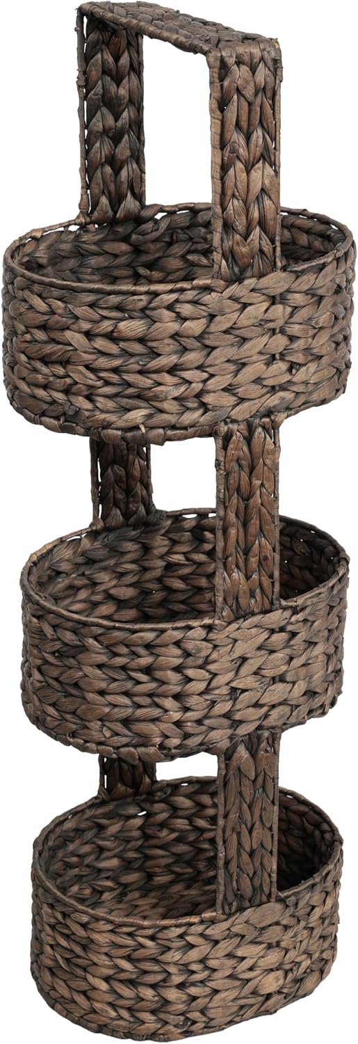 happimess Riverbend 3-Tier Water Hyacinth Storage Tower 35.5", Brown