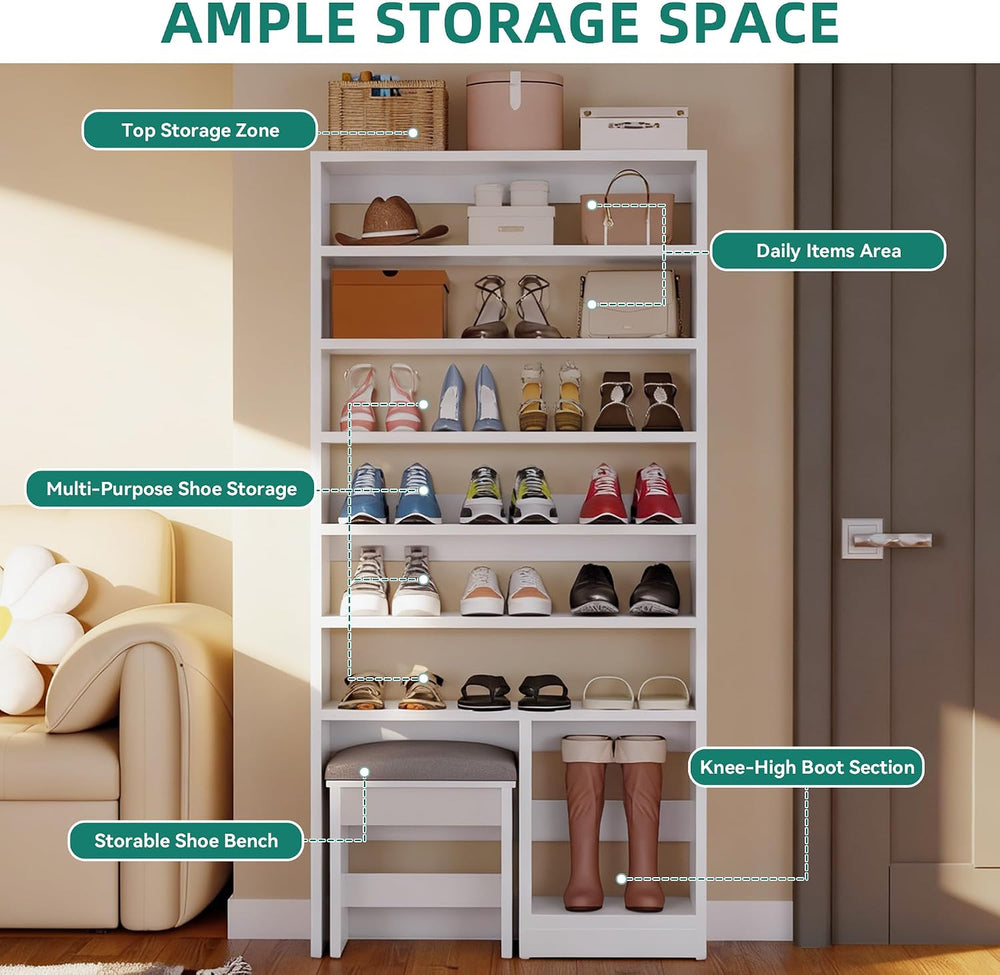 DWVO Shoe Cabinet with Hidden Bench