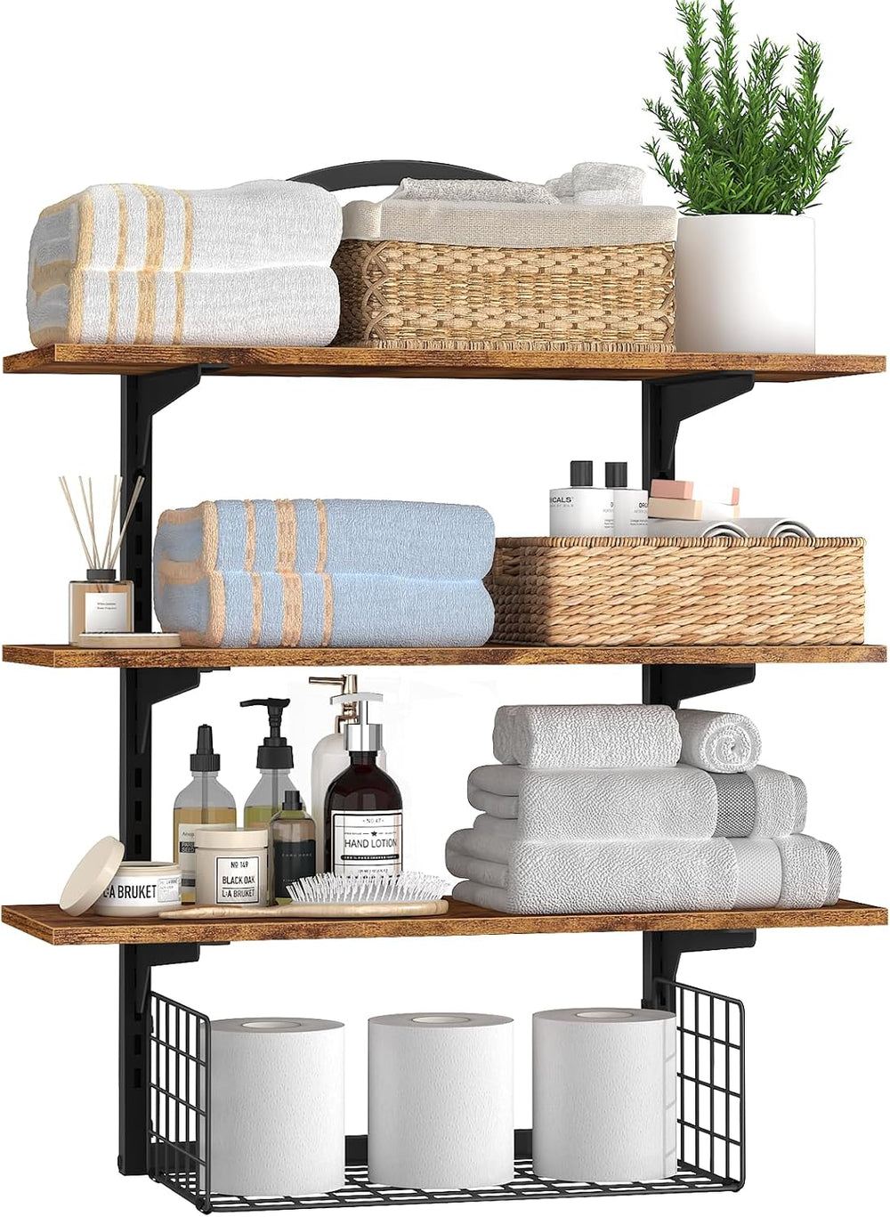 Floating Shelves Bathroom with Storage Basket,Decorative Wall Shelf