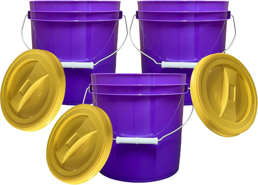 House Naturals 2 Gallon Purple Food Grade BPA Free Made in USA Bucket with Sc...