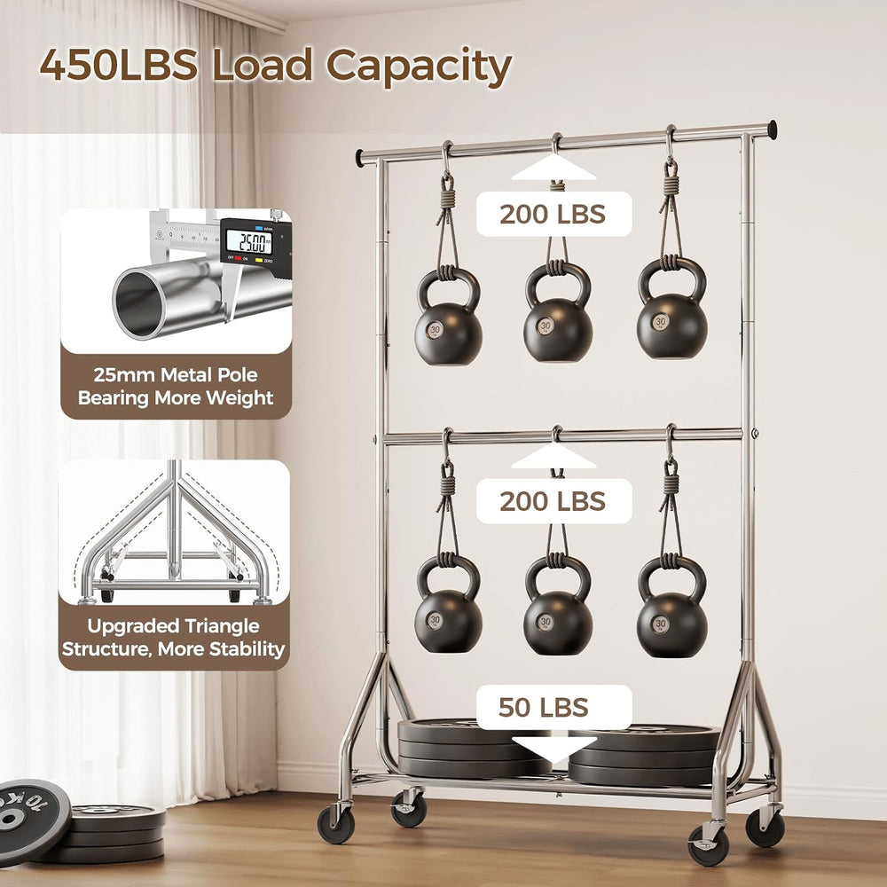 HYSEYY Heavy Duty Clothes Rack, Double Rod Clothing Rack for Hanging Clothes,...