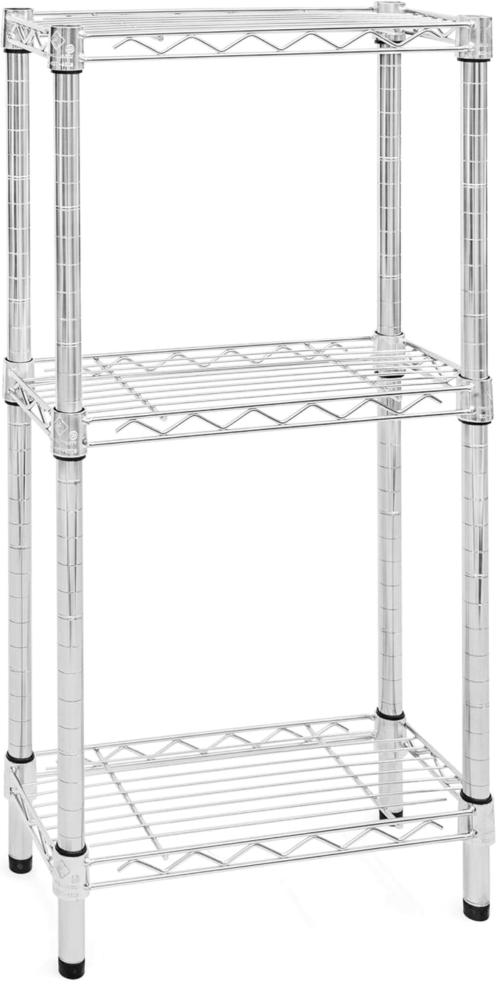 Shelving Inc. 8" d x 18" w Chrome Wire Shelving with 3 Tier Shelves