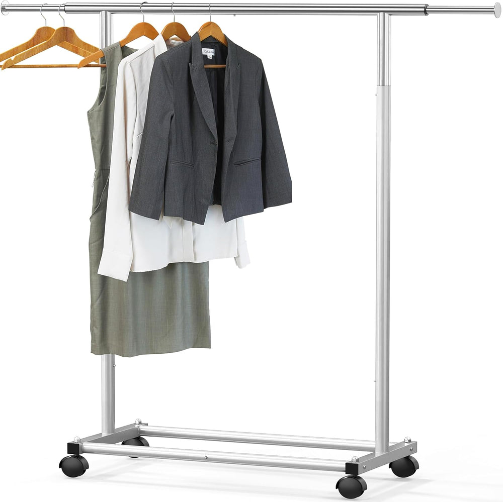 Simple Houseware Standard Rod Garment Clothing Rack, Silver
