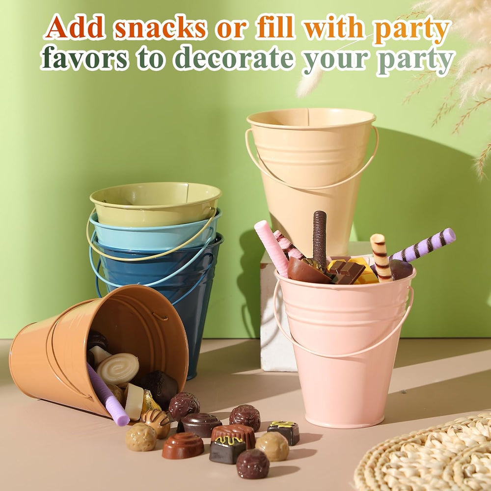 Sadnyy 24 Pack Small Metal Buckets with Handle for Pencil,Morandi