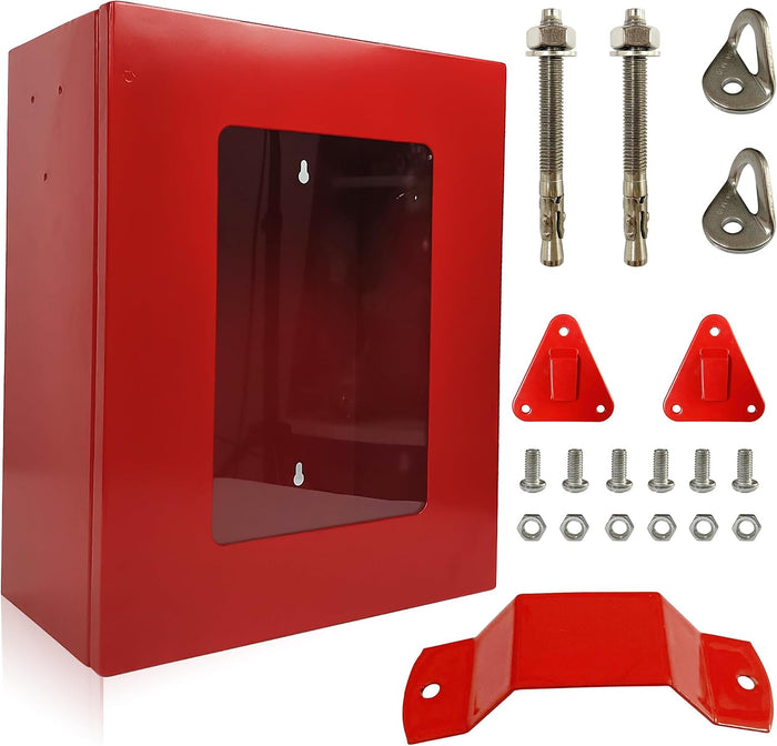Cabinet for Fire Escape Ladder 2-Story Small | Box for Fire Rescue Stuff | Comes with Hooks for Fire Blanket and Fire Extinguisher - 14 * 11 * 5 inches | External Internal Storage for Emergency Ladder