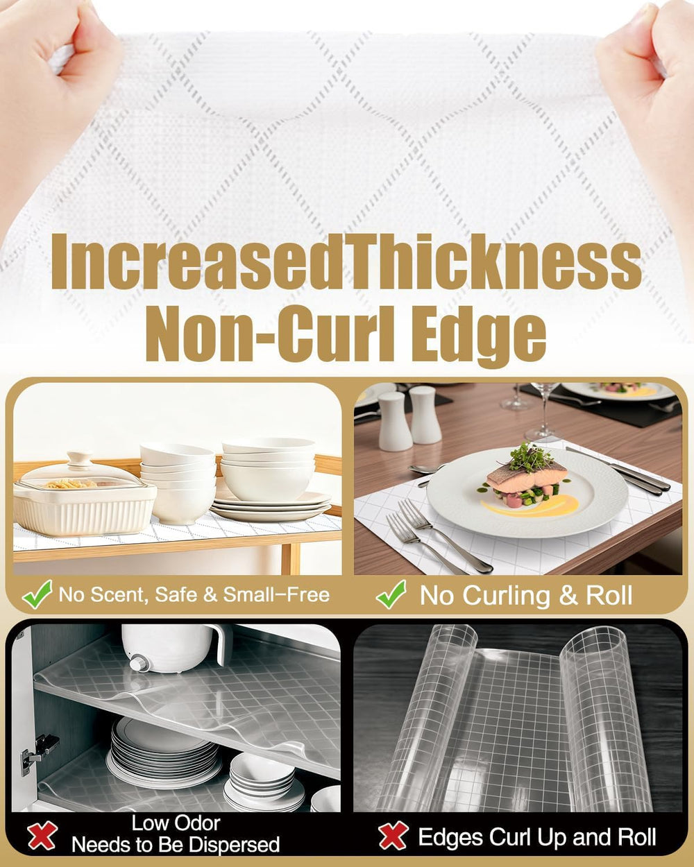 Drawer and Shelf Liners for Kitchen Cabinets Non-Adhesive