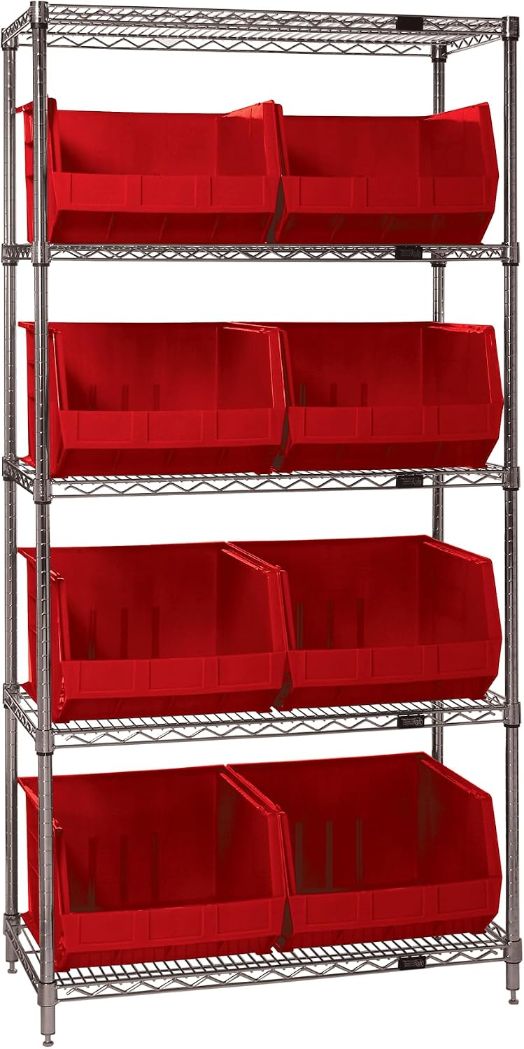 Quantum Storage Systems WR5-270RD 5-Tier Complete Wire Shelving System with 8...