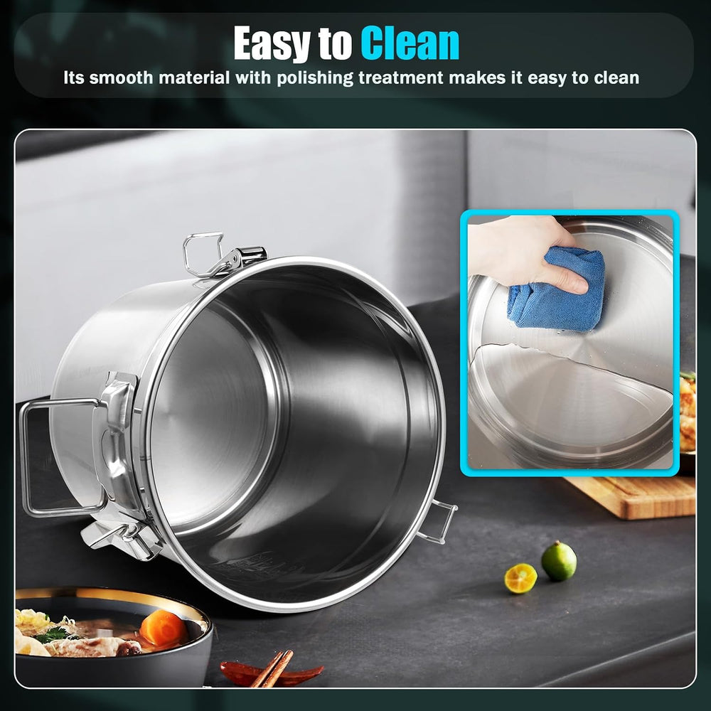 12L/3.17Gal Stainless Steel Airtight Canister 0.6mm Silver Food Storage Canis...