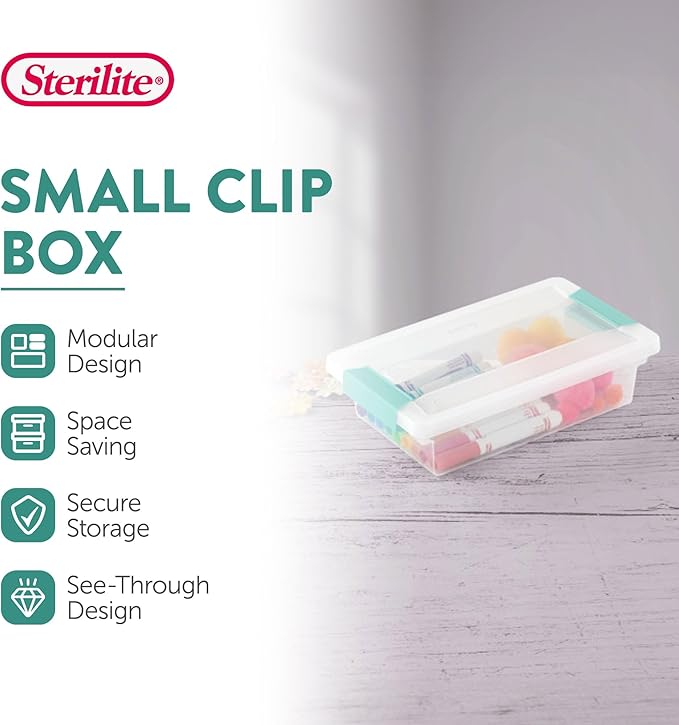 Sterilite 18-Pack Clip Box, Stackable Clear Plastic Bins