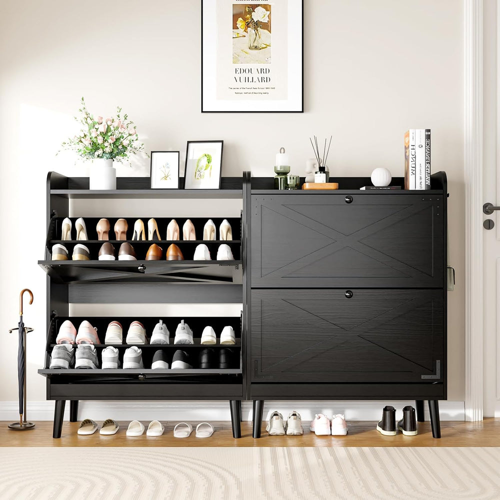 YZ HOME Shoe Storage Cabinet with 2 Flip Drawers, Entryway Shoe Cabinet with ...