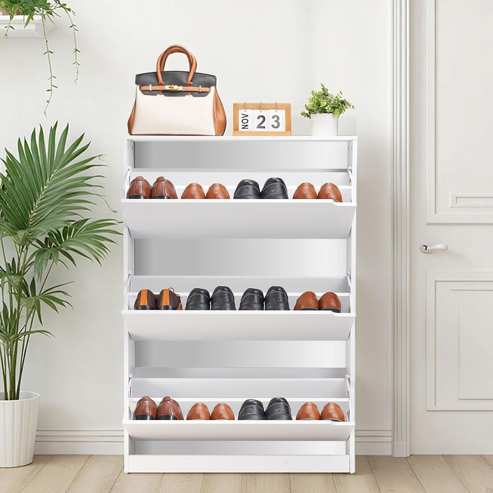 VEVOR Shoe Cabinet with 3 Flip Drawers, Modern Shoes Storage Cabinet with Ant...