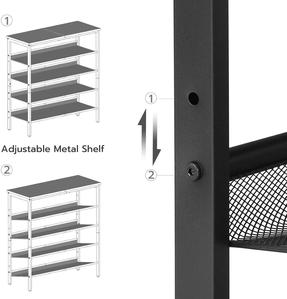 HOOBRO Shoe Rack for Entryway, 5-Tier Shoe Organizer with Adjustable Mesh She...