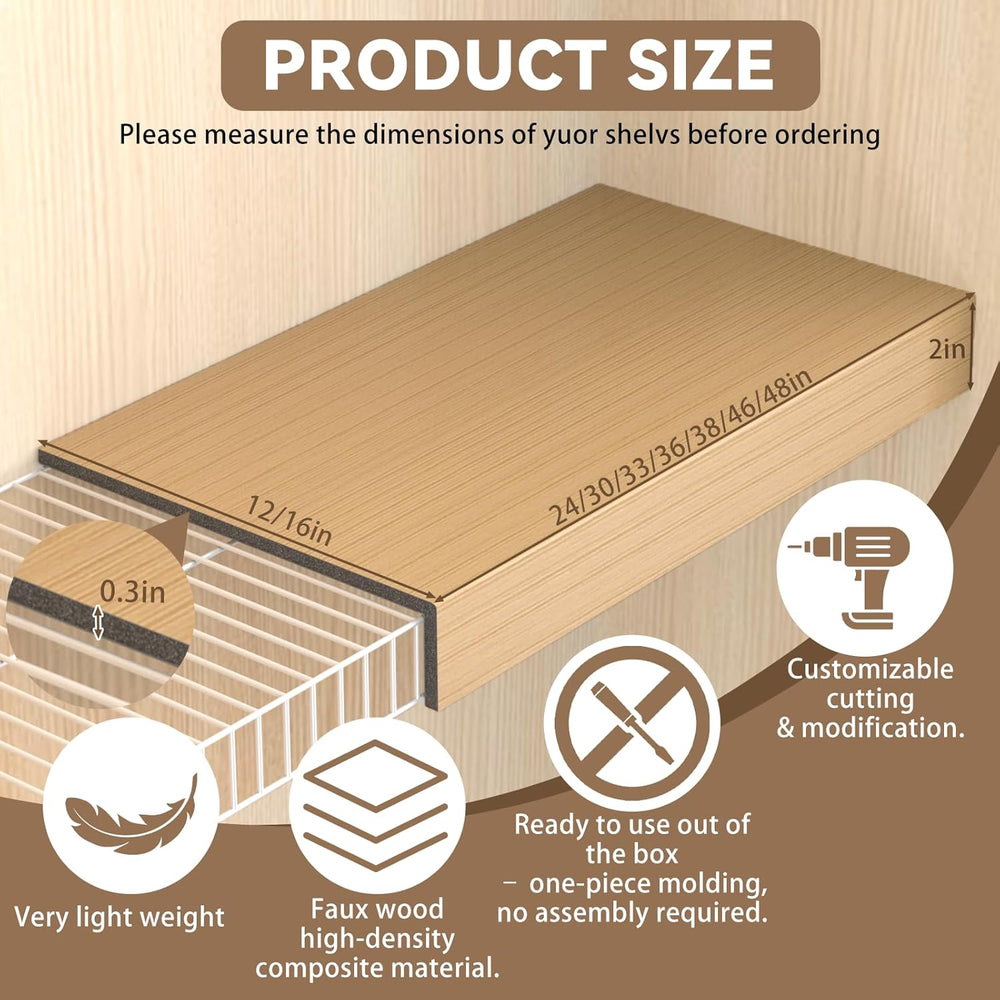 5 Pack 46x16in Wire Shelf Cover for Pantry, Closet, Kitchen – Waterproof Faux...
