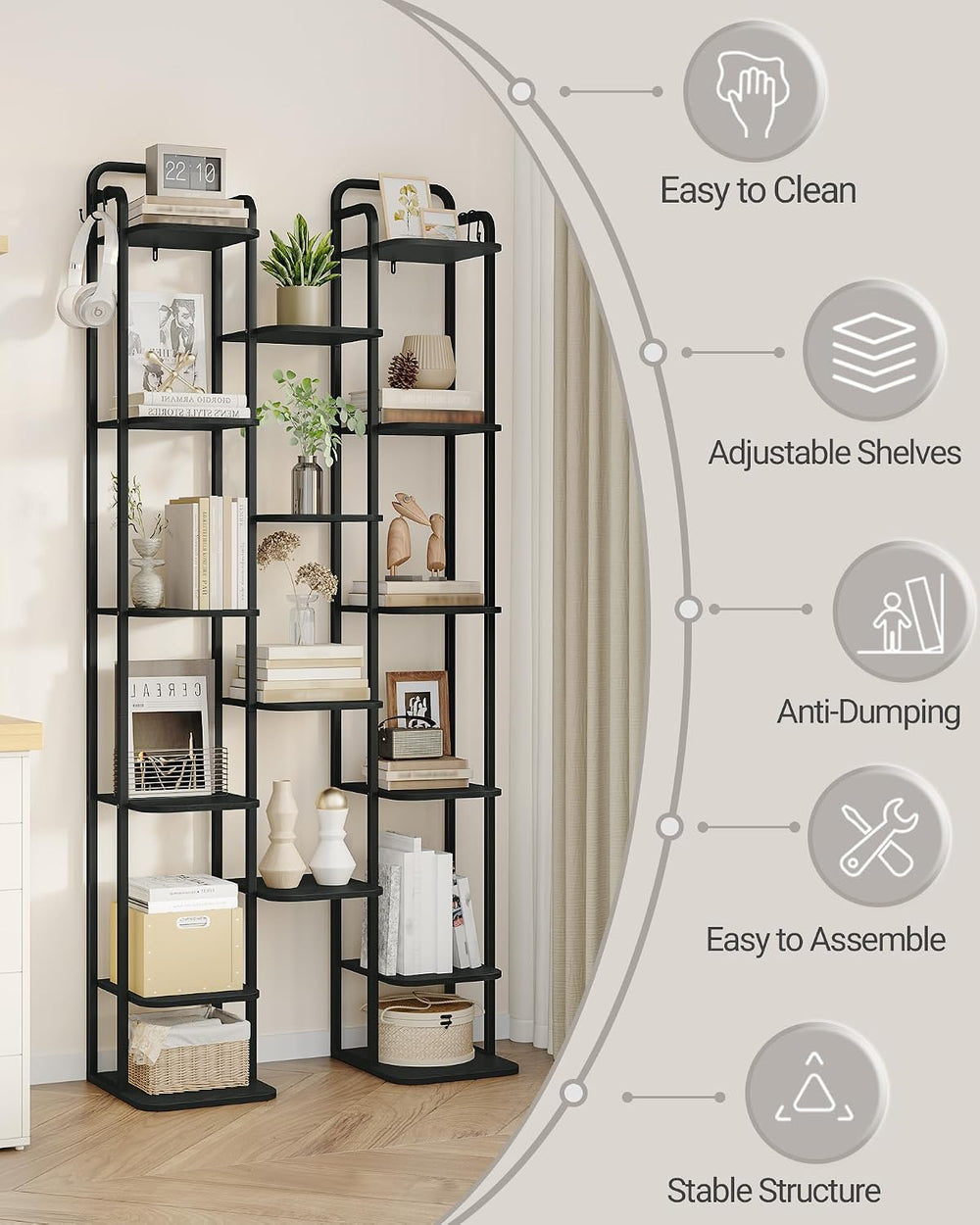 Hzuaneri Vertical Shoe Rack, Shoe Shelves, Wood Shoe Organizer for Closet, En...