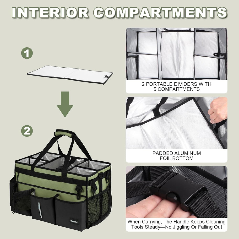Extra Large Cleaning Caddy Bag with Built-In Support Board, Cleaning Tote Org...