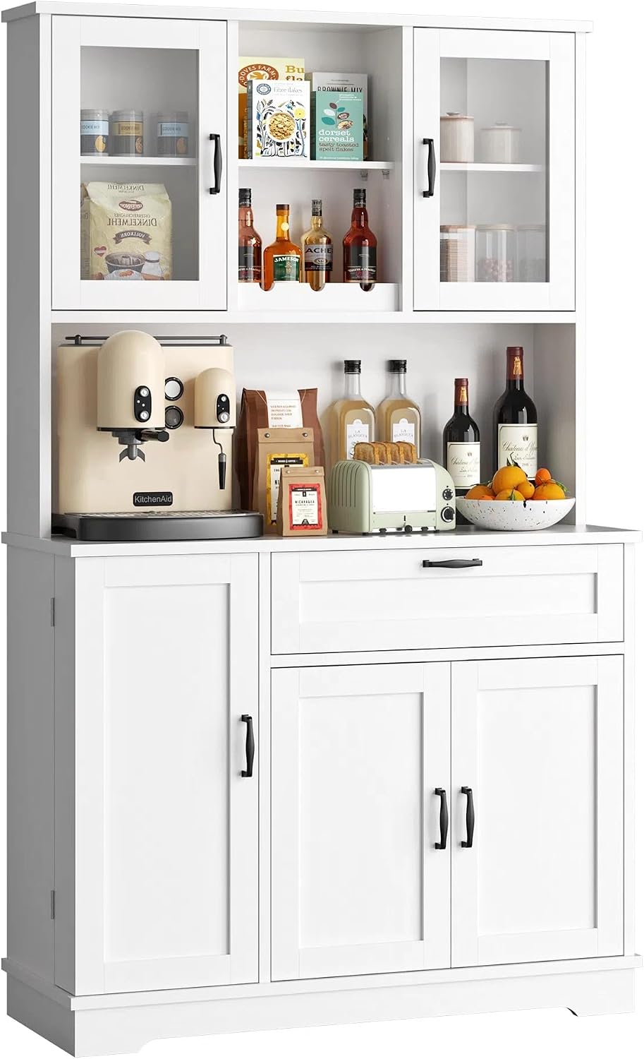 Vongrasig Kitchen Pantry Cabinet, Large Kitchen Hutch Formhouse Storage Cabin...