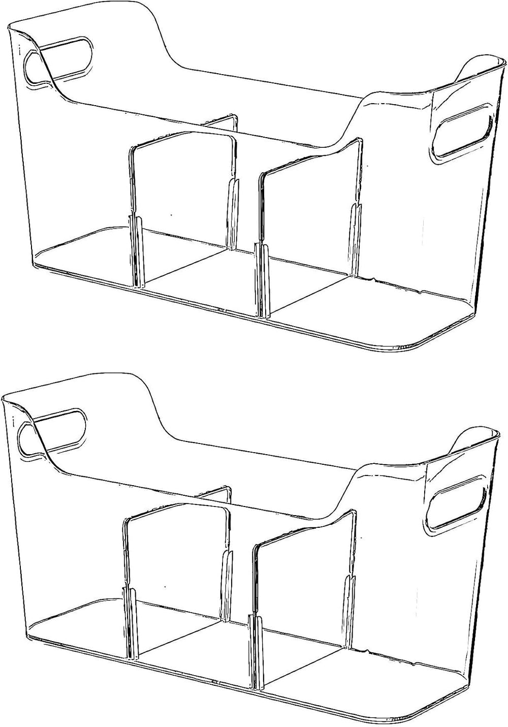 Tall Narrow Clear Bins with Dividers, Plastic Containers for Organizing Kitch...