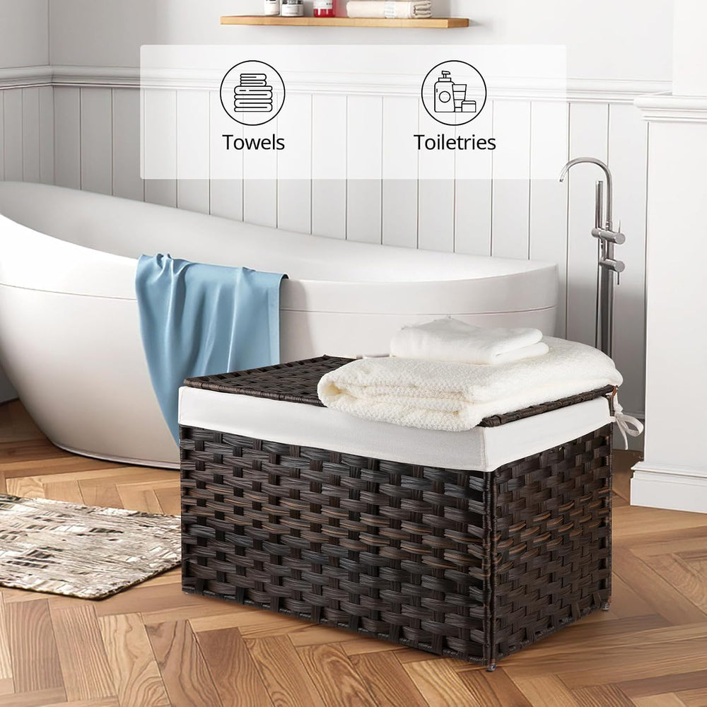 OIAHOMY Storage Basket with Lid, 27.7 Gallon (105L) Blanket Basket with Remov...