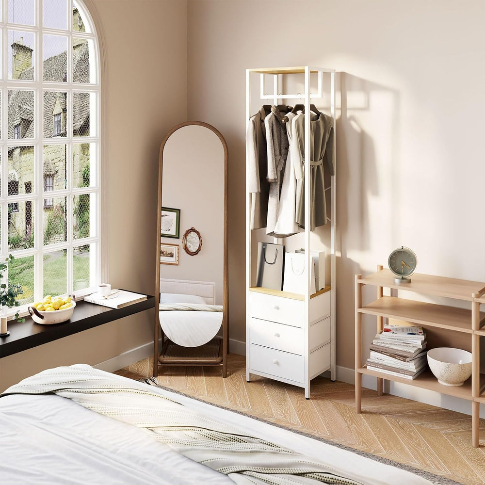 YMYNY Garment Rack, Clothes Rack with Drawers, Freestanding Tall Closet Organ...