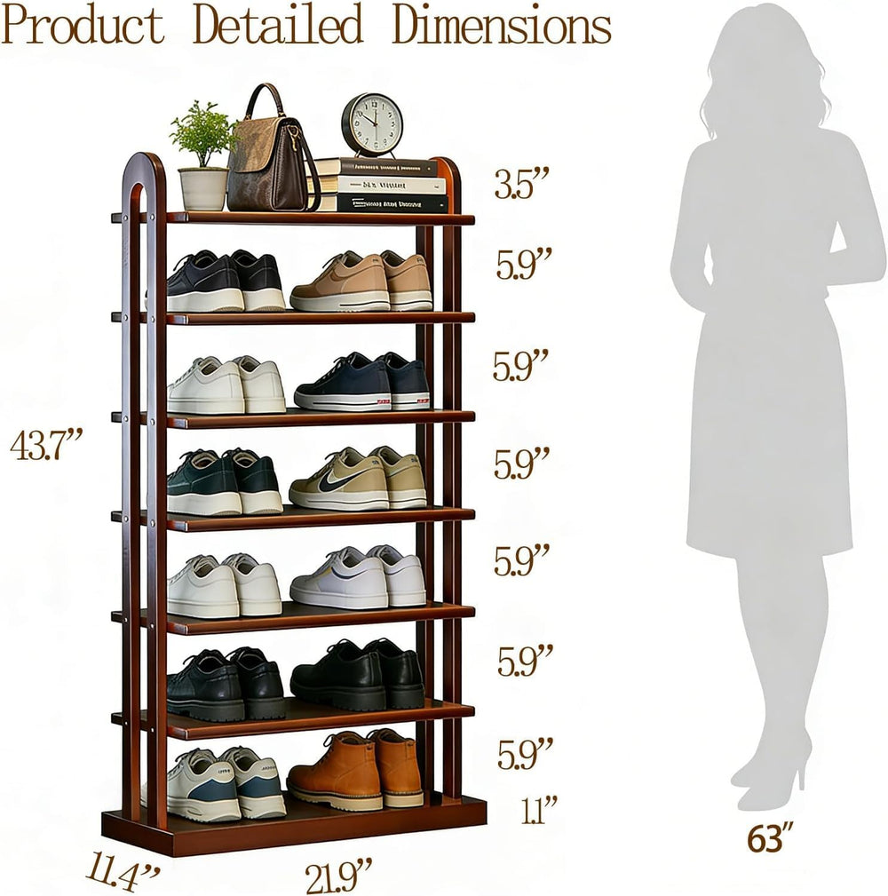 7 Tier Shoe Rack for Closet - Vertical Shoe Rack Free for Small Space - Stand...
