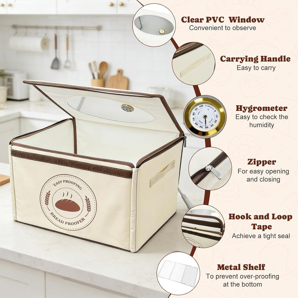 Bread Proofing Box with 68-131℉ Temperature Control & 99H Timer, Foldable...