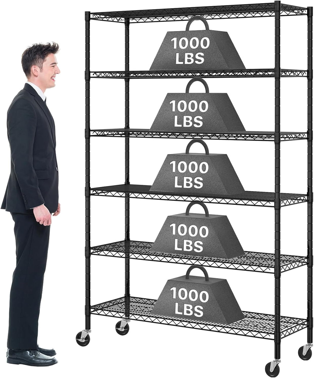 Dkeli 6-Tier Heavy Duty Commercial Shelving Unit - 6000lb Capacity Steel Wire...