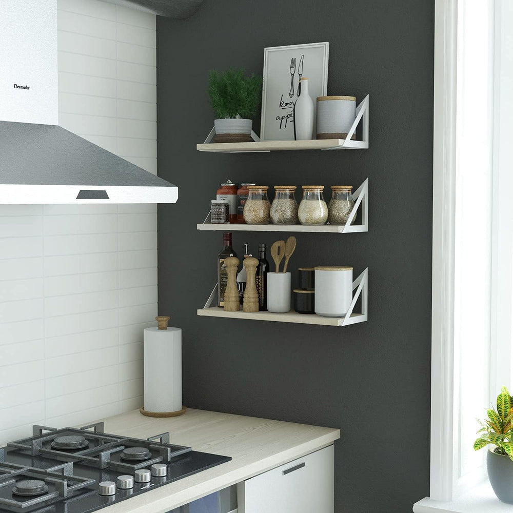 Wallniture Minori Floating Shelves for Wall Storage, Floating Bookshelf Set o...