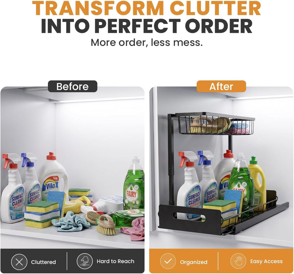 Under Sink Organizer 2 Pack, Slide Out Kitchen Cabinet Organizer.