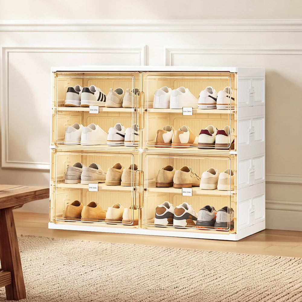 JEKO&JEKO 4 Tiers Foldable Shoe Rack Organizer Cabinet for Closet Entrywa...