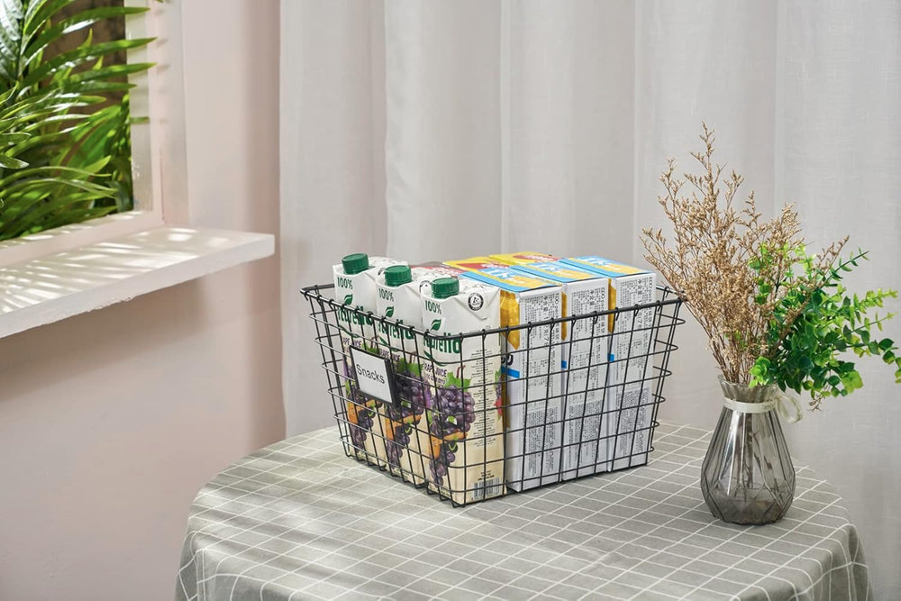 JUNCHU CHERRY 4 Pack【Extra Large】 Wire Handmade Storage Basket for Organizing...