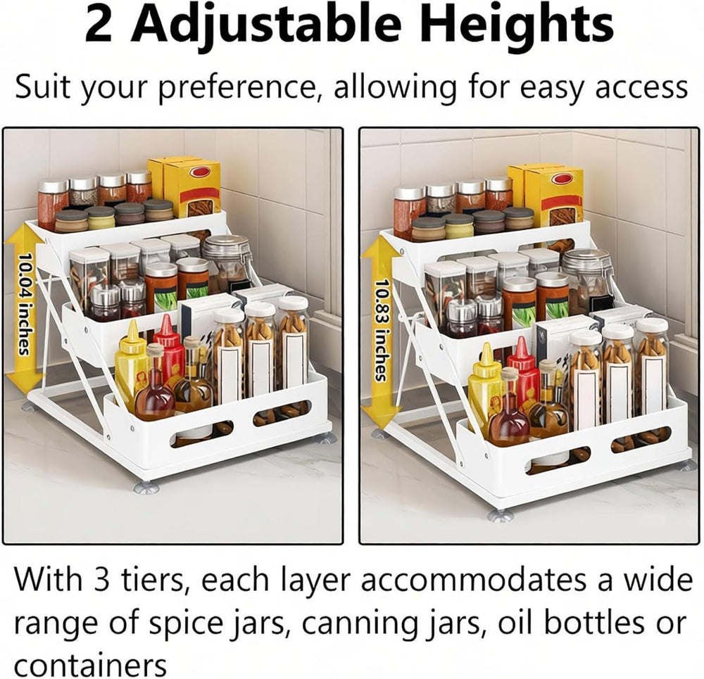 3 Tier Foldable Spice Rack, White