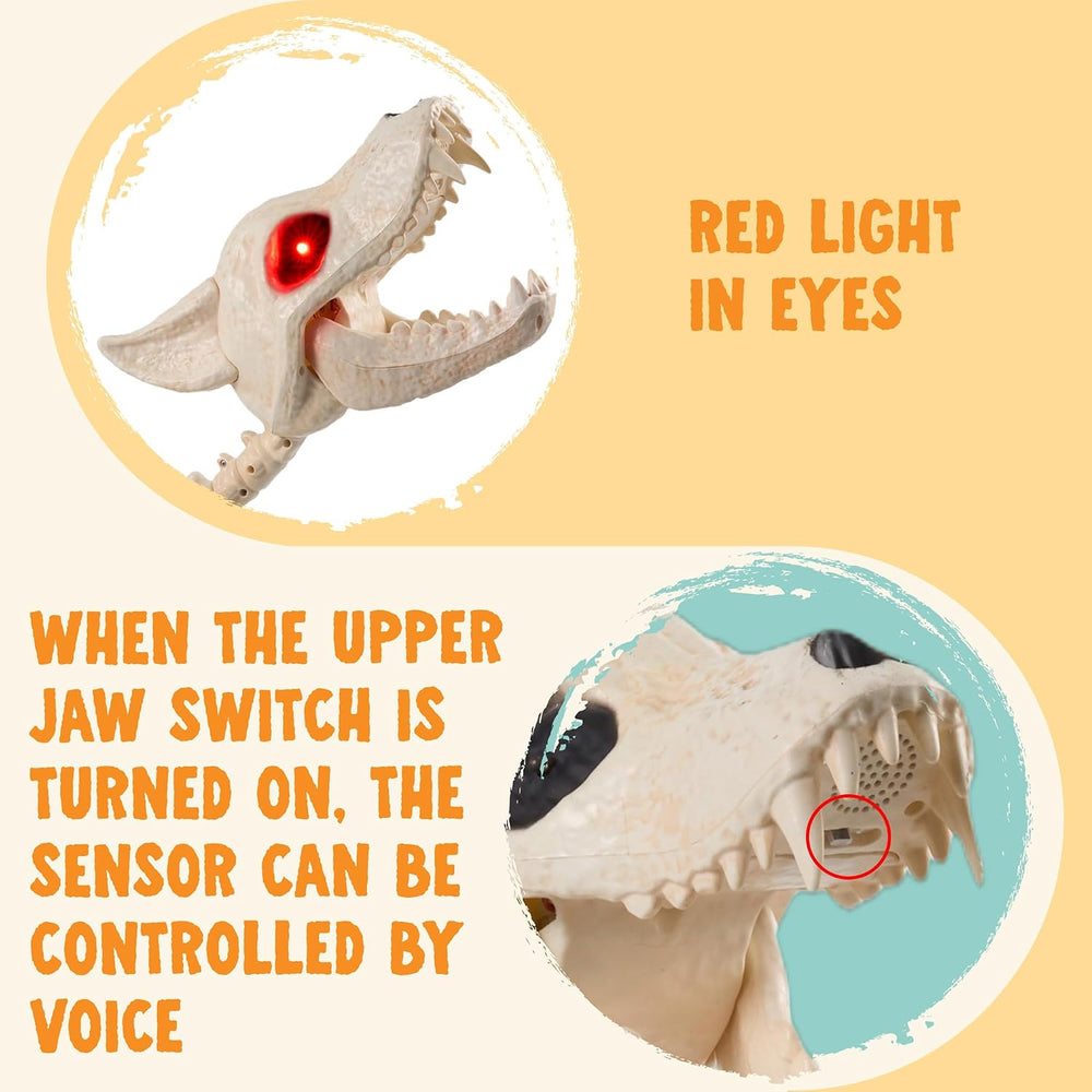 JOYIN Howling Wolf Skeletons Halloween Decorations 34” Skeleton Dog with Red ...