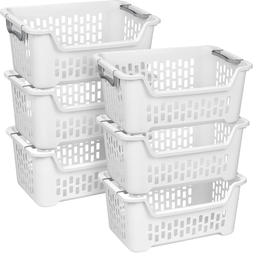 Sterilite Stacking Laundry Basket, Plastic Clothes Hamper, 6 Pack