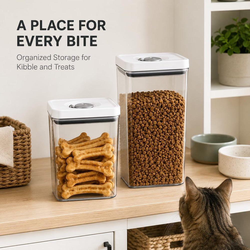 UFORU Dog and Cat Food Storage Containers, 3.1 and 4.4 Qt Airtight 2-Pack