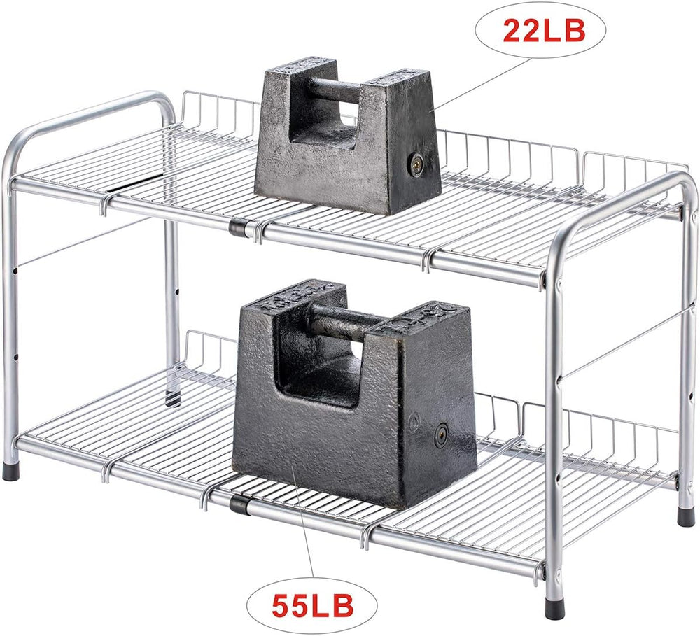 FlagShip 2 Tier Under Sink Organizers and Storage Rack Expandable Cabinet She...
