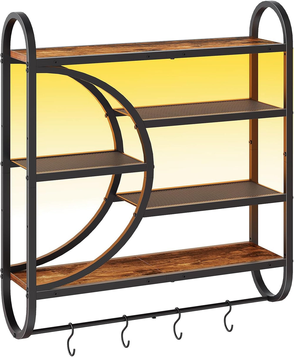 HOOBRO Gaming Floating Shelves for Wall, 28.9" LED Wall Shelf, Display Rack