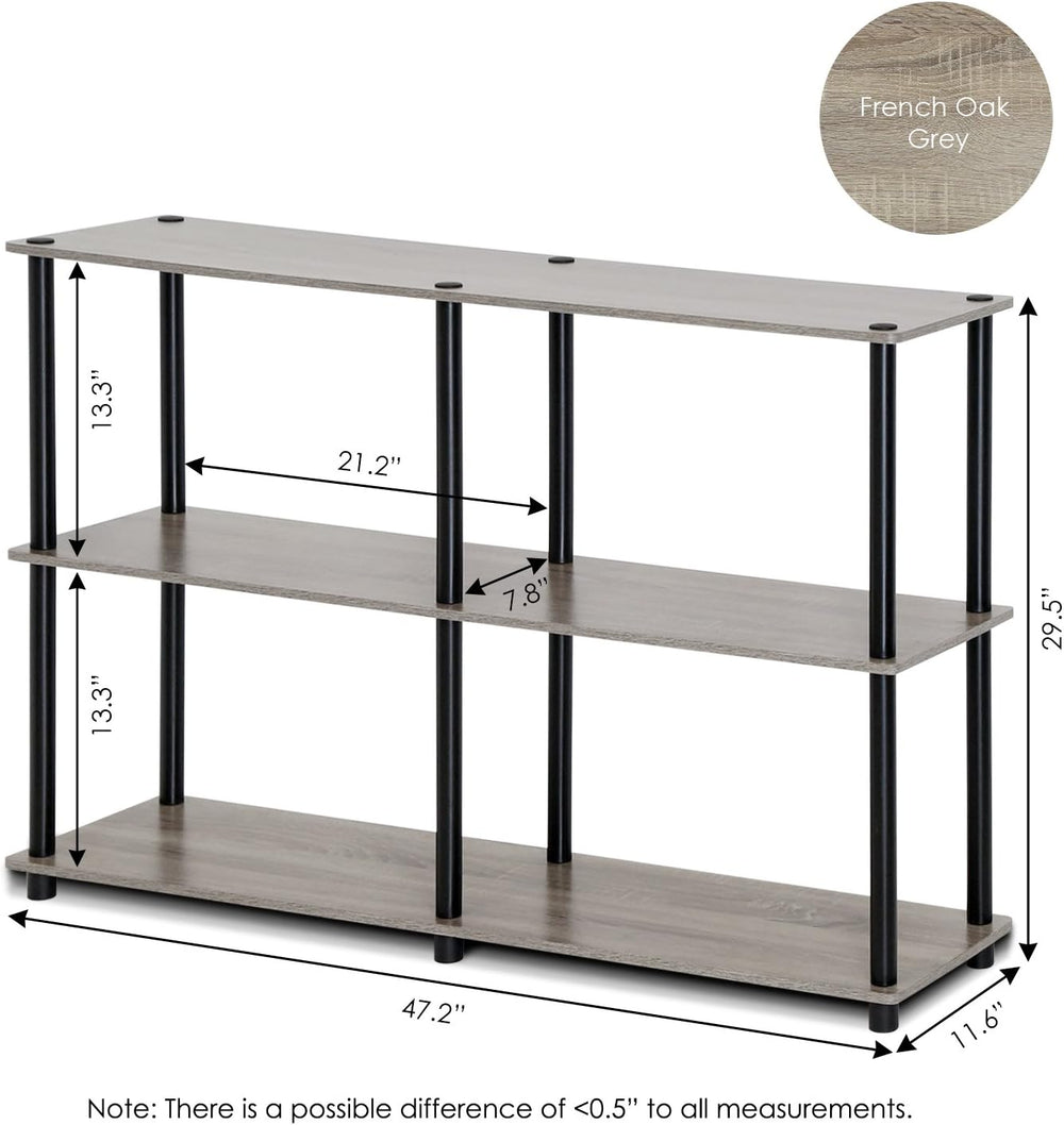 Furinno TURN-N-TUBE Storage Shelves, 3-Tier 47.4 Wide Book Shelf, Corner Shel...
