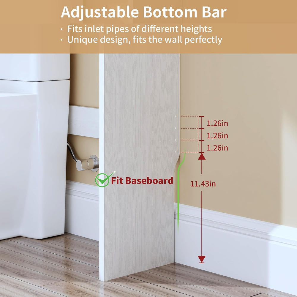 Over the Toilet Storage Cabinet, Tall Slim Bathroom Organizer with Doors, Adj...