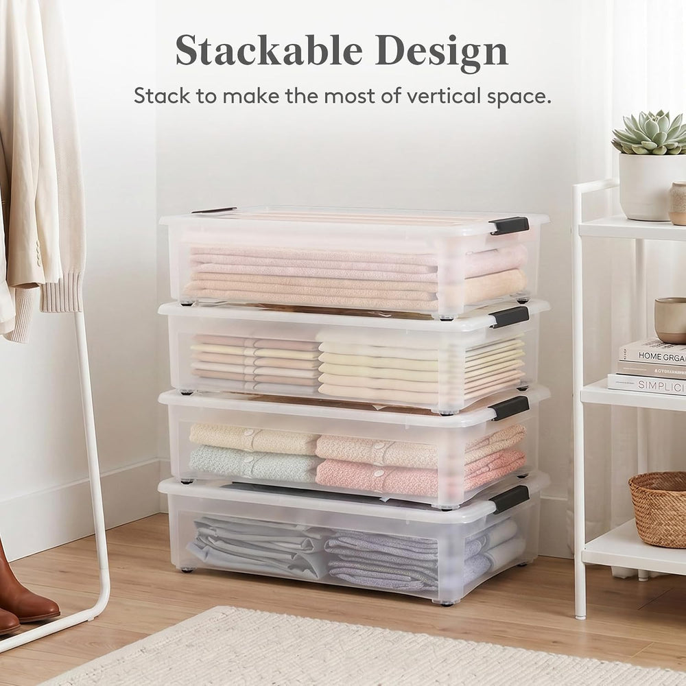 Lifewit 44 Qt Clear Storage Bins with Lids, 4 Pcs