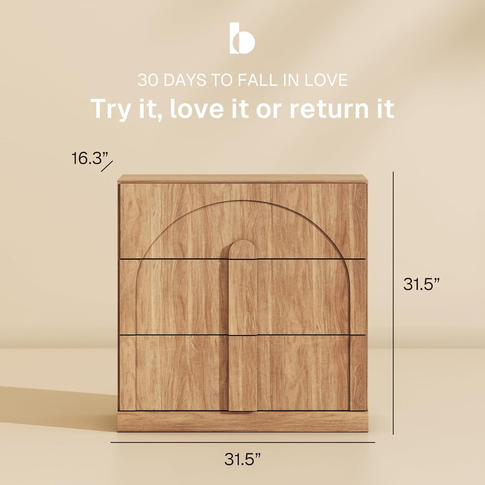 BELLEZE 31.5" Kitchen Storage Cabinet with 3 Drawers, Freestanding Accen...