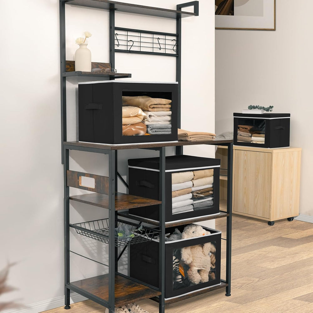 Homsorout Stackable Storage Bins with Lids - Large Decorative Basket with Lid...