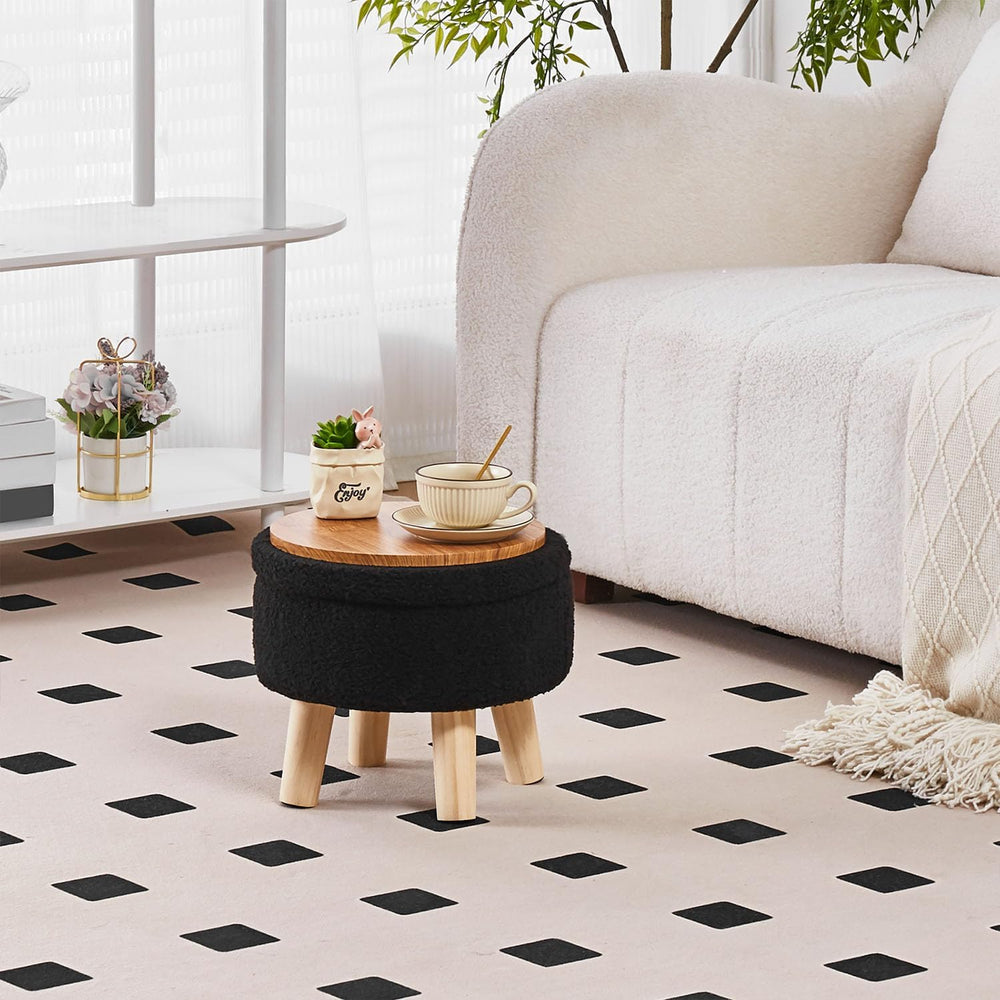 Wimarsbon Storage Ottoman, Modern Round Footrest with Soft Padded Seat, Teddy...
