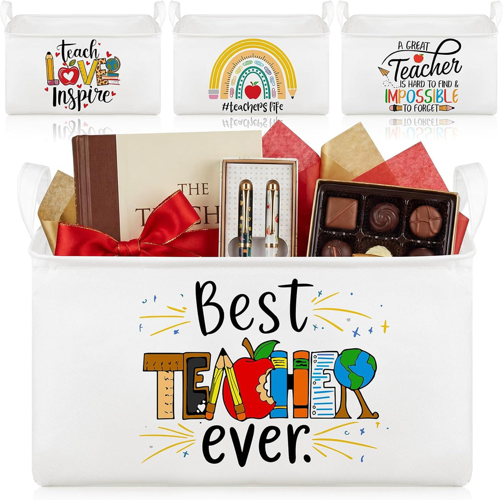 Breling 4 Pcs Teacher Appreciation Gift Basket Empty Best Teacher Ever Storag...