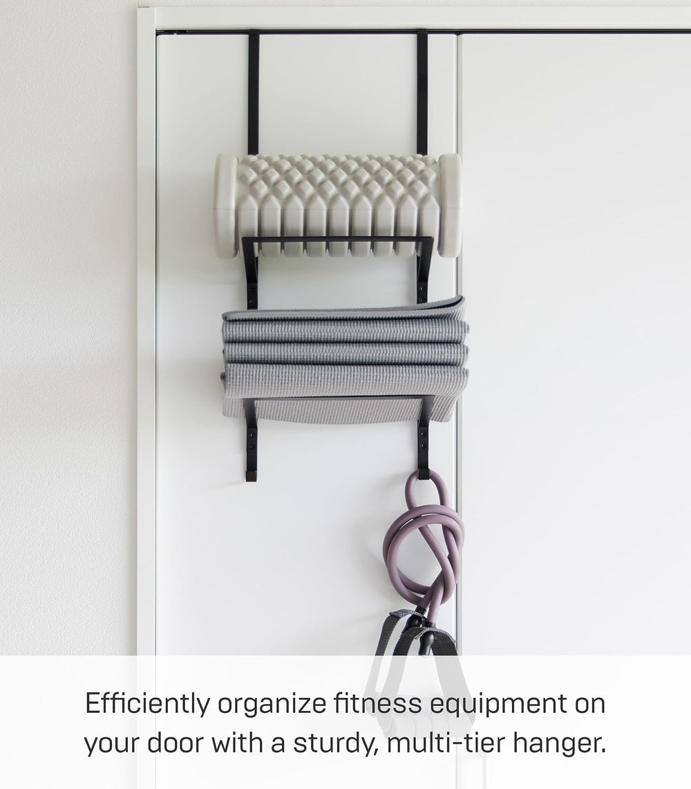 YAMAZAKI Home Tower Over-The-Door Yoga Mat Storage Hanger - 3-Tier Organizer ...